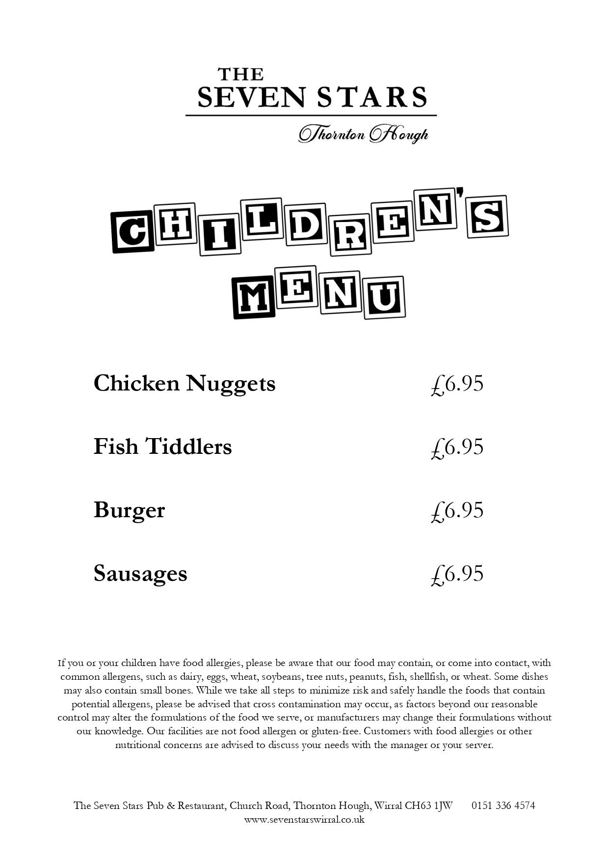 Sunday Roast Dinner and Pub Food - Seven Stars Pub Wirral